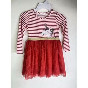 Young Hearts Toddler Girls 3T Unicorn Holiday Christmas Long Sleeve Tutu Dress